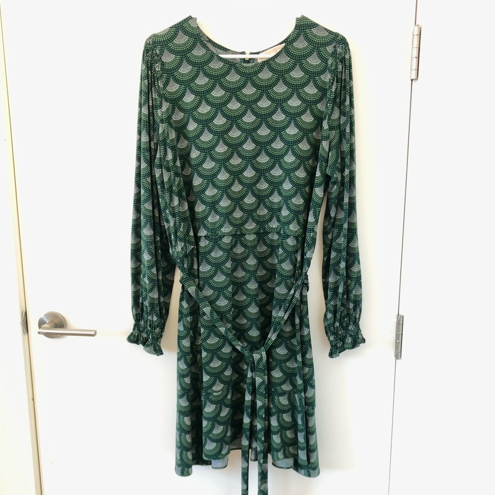 Michael Kors Green Patterned Midi Dress